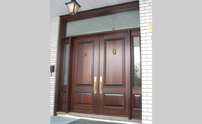 Classic style double wood front door in solid wood