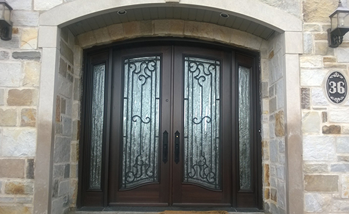 solid wood arched front door 