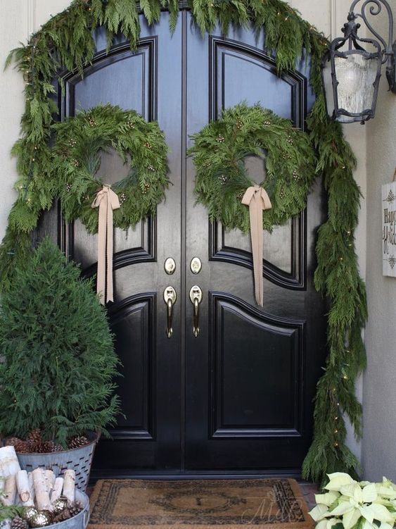 Entrance doors Christmas decoration  