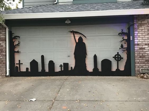 porte garage décoré Halloween 